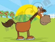 Horse Clipart #1169074: Old Brown Horse on a Farm by Hit Toon