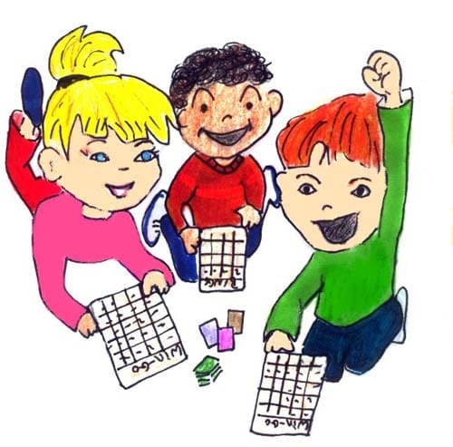 Kids Playing Bingo Clipart